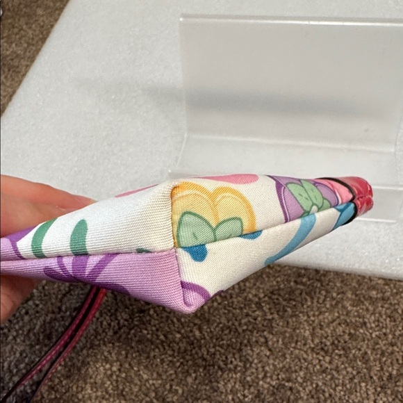 Coach Poppy Multicolor Floral Signature Wristlet with Pink Trim - Picture 5 of 7